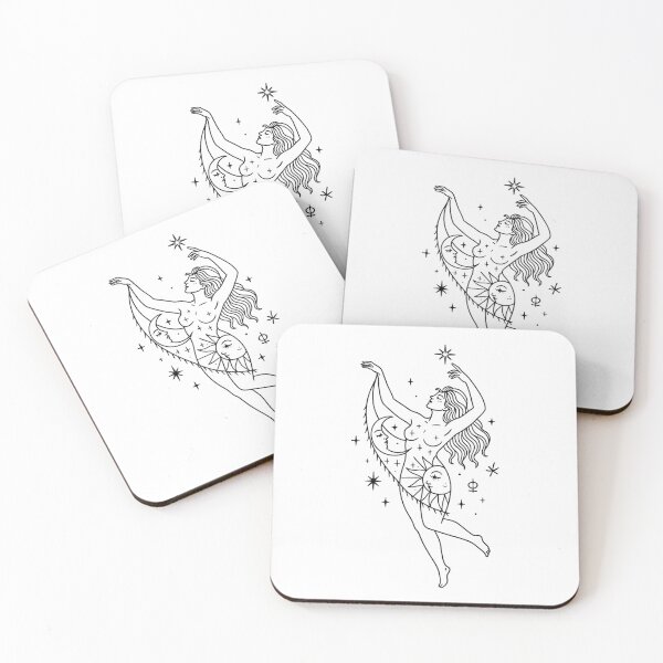Item preview, Celestial Goddess Line Art - Dancing Moon and Sun designed and sold by Siriusvibes.