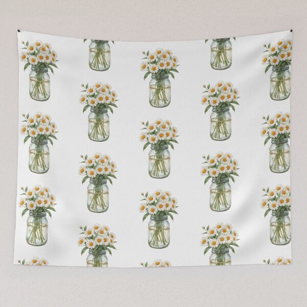 Item preview, Wildflower Daisy Bouquet Mason Jar Aesthetic designed and sold by SOUFIANE1991.