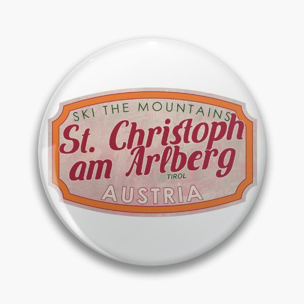 Item preview, St. Christoph am Arlberg, Austria, Tirol, Ski, textured skiing badge designed and sold by Wanderful-roads.