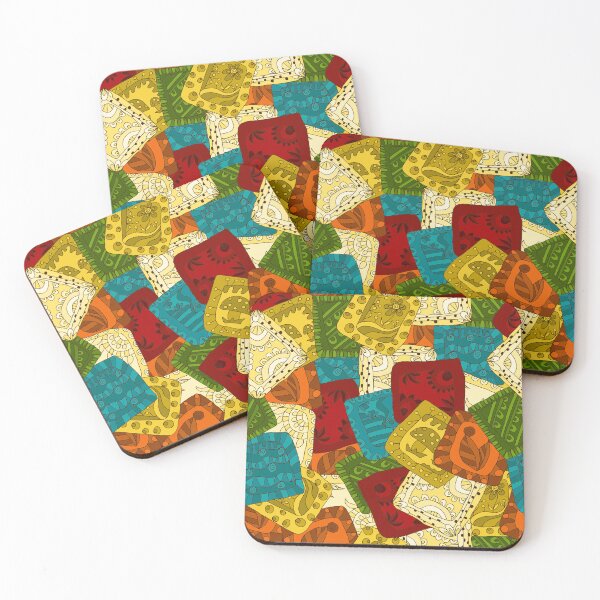 Item preview, Colorful Patchwork Pattern – Folk Textile Quilt Design designed and sold by AlisaArtDecor.