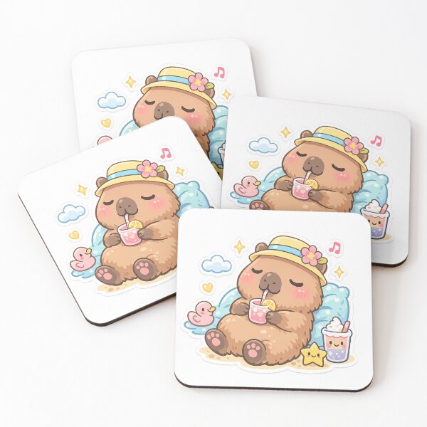 Item preview, Cute Relaxing Capybara Kawaii Sticker – Pastel Aesthetic Chill Capybara Cartoon Illustration designed and sold by ArtWaveStudio8.