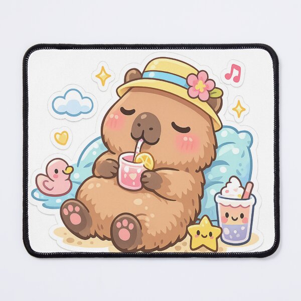 Item preview, Cute Relaxing Capybara Kawaii Sticker – Pastel Aesthetic Chill Capybara Cartoon Illustration designed and sold by ArtWaveStudio8.