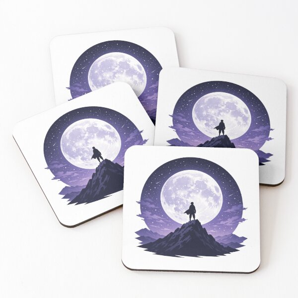 Item preview, "Anime Silhouette Moon Mountain — Night Sky Fantasy Art" designed and sold by otakuwave-art.