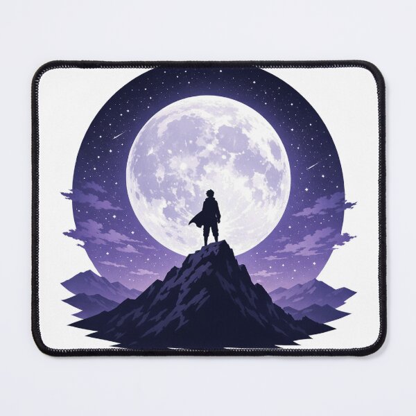 Item preview, "Anime Silhouette Moon Mountain — Night Sky Fantasy Art" designed and sold by otakuwave-art.