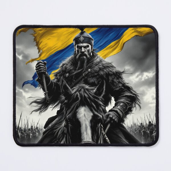 Item preview, Fierce Cossack Commander with Ukrainian Flag Charge designed and sold by KozakWarrior.