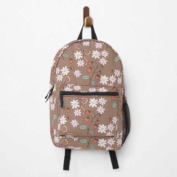 Item preview, Vintage Cottagecore Strawberry & Daisy Pattern – Dusty Rose Floral Art designed and sold by BowditchDesigns.