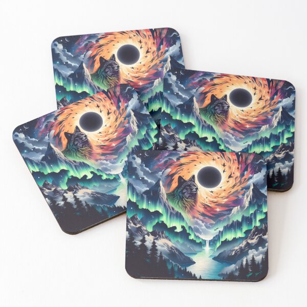 Item preview, Aurora Borealis Eclipse and Fox, Ai Generated Art   designed and sold by ACC .