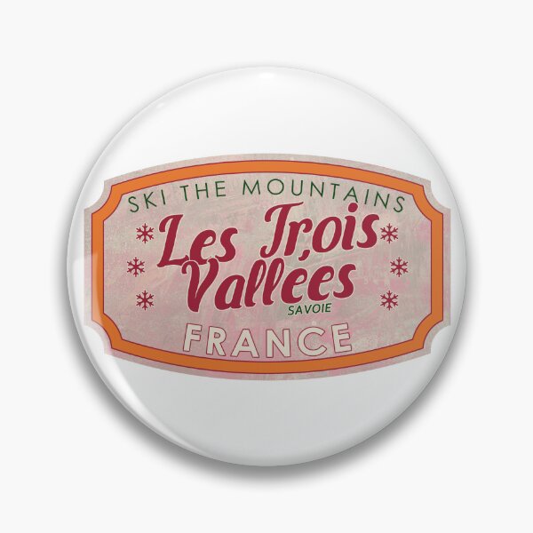 Item preview, Les Trois Vallées, France, Savoie, Ski, textured skiing badge designed and sold by Wanderful-roads.
