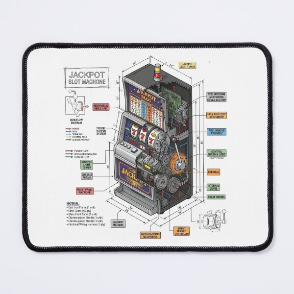 Item preview, Casino Jackpot Slots Machine - Isometric Technical Engineering Drawing designed and sold by Rhu Creations.