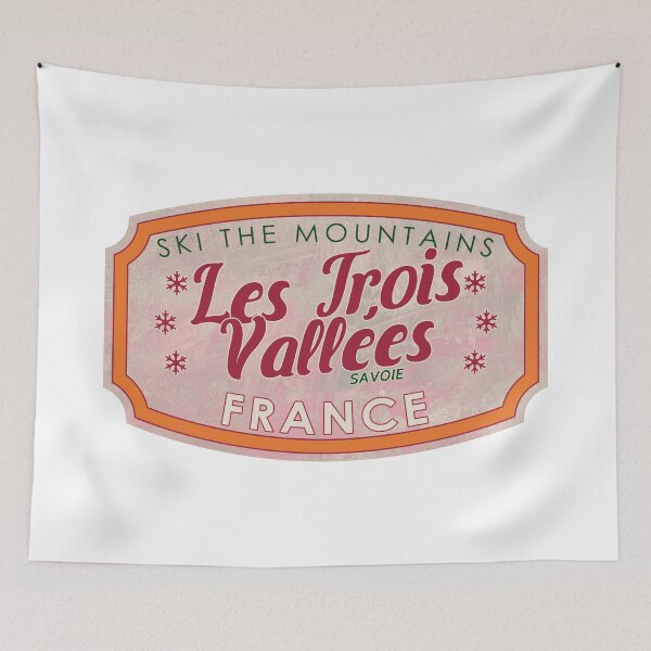 Item preview, Les Trois Vallées, France, Savoie, Ski, textured skiing badge designed and sold by Wanderful-roads.