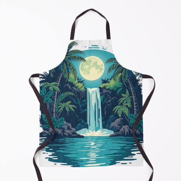 Item preview, Moonlit Waterfall in Tropical Jungle – Glowing Nature T-Shirt Design designed and sold by Mitaudesign.