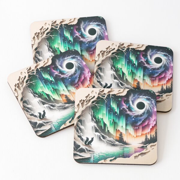Item preview, Aurora Borealis Eclipse and Fox, Ai Generated Art   designed and sold by ACC .