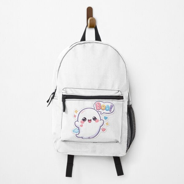 Item preview, Cute Kawaii Ghost Saying Boo – Pastel Halloween Cartoon Sticker designed and sold by ArtWaveStudio8.