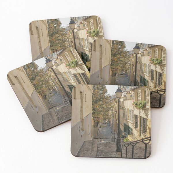 Item preview, Picturesque street in Montmartre, Paris with stairs and lantern designed and sold by Photopat.