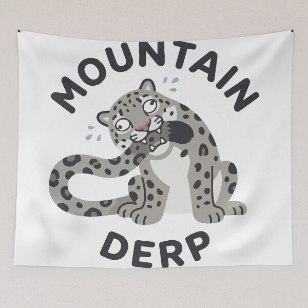 Item preview, Funny Clumsy Snow Leopard Derp Mountain designed and sold by Petzzz.