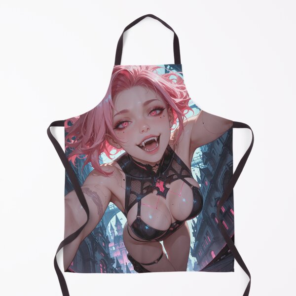 Item preview, Cyberpunk vampire anime waifu with fangs and pink hair designed and sold by Planet Utoppia.