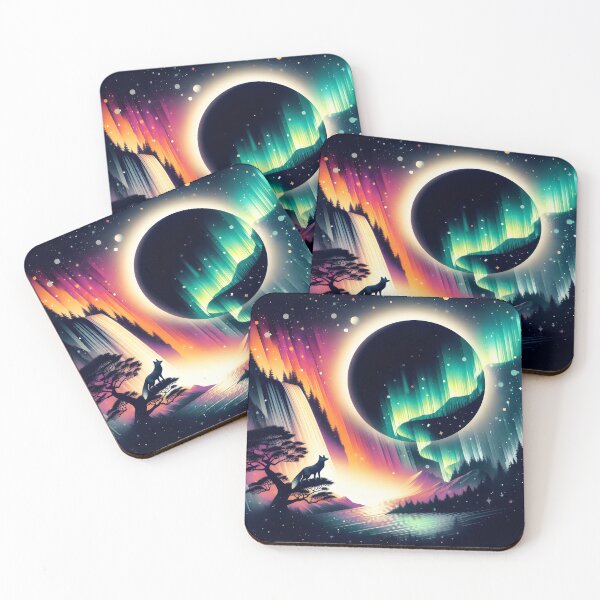 Item preview, Aurora Borealis Eclipse and Fox, Ai Generated Art   designed and sold by ACC .