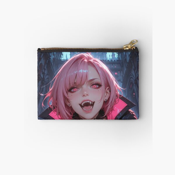Item preview, Anime waifu vampire cyber goth with fangs and pink hair designed and sold by Planet Utoppia.