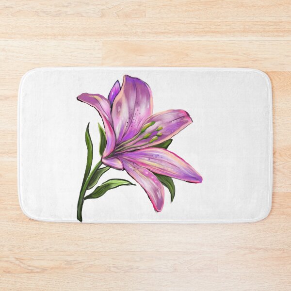 Item preview, Lily Lilly flower painting  - single purple lily with green leaves Spring Flowers  designed and sold by Artonmytee.