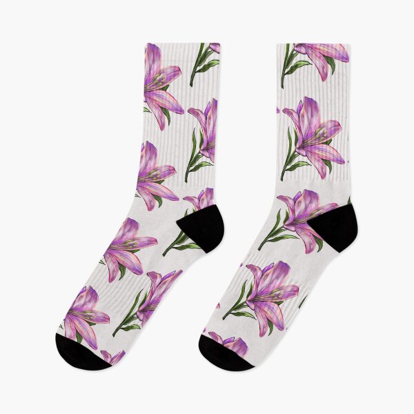 Item preview, Lily Lilly flower painting  - single purple lily with green leaves Spring Flowers  designed and sold by Artonmytee.