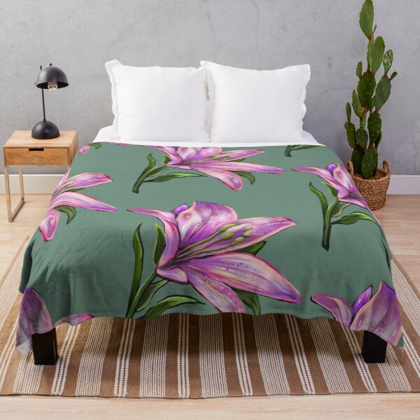 Item preview, Lily Lilly flower painting  - single purple lily with green leaves Spring Flowers  designed and sold by Artonmytee.