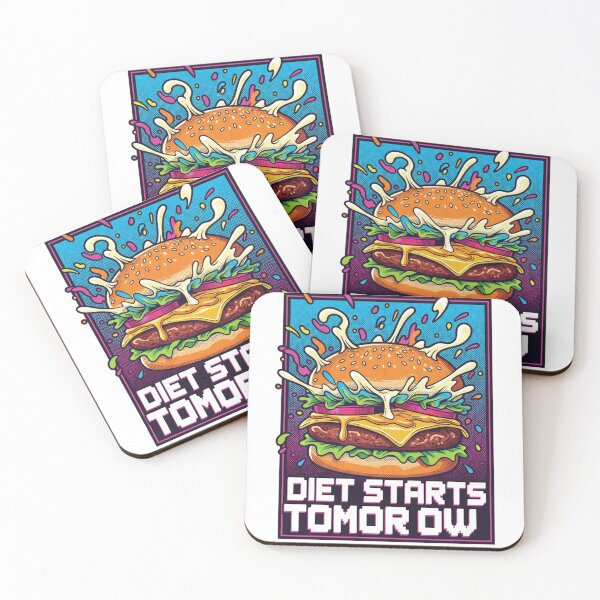 Item preview, Vibrant 'Diet Starts Tomorrow' Burger Art - Funny Foodie Design designed and sold by LessSugar.
