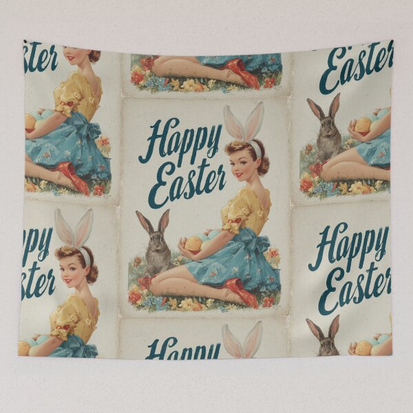 Item preview, Retro vintage Happy Easter card designed and sold by MendaciousMina.