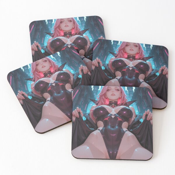 Item preview, Anime waifu vampire cyberpunk with pink hair designed and sold by Planet Utoppia.