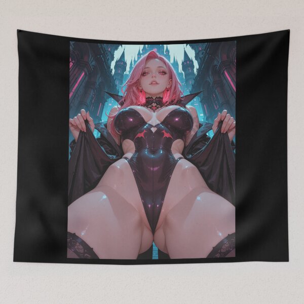 Item preview, Anime waifu vampire cyberpunk with pink hair designed and sold by Planet Utoppia.