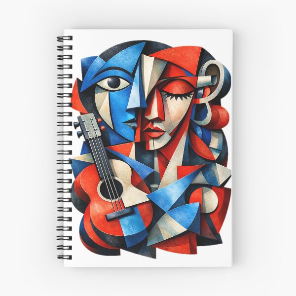 Item preview, Abstract Cubist Guitarist Portrait - 3D Modern Surreal Art designed and sold by TailTraceDesign.