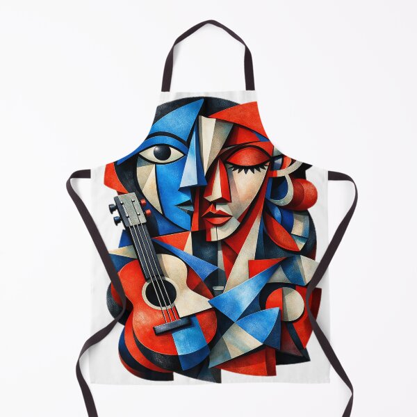 Item preview, Abstract Cubist Guitarist Portrait - 3D Modern Surreal Art designed and sold by TailTraceDesign.