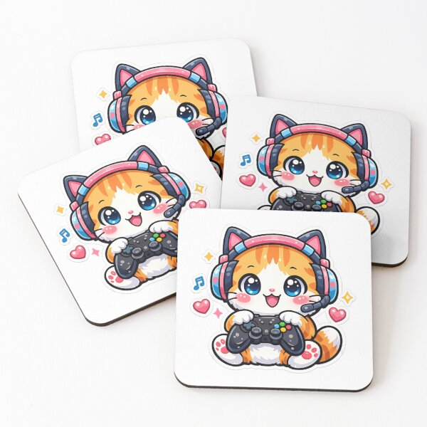 Item preview, Cute Gamer Cat Kawaii Sticker – Gaming Kitty With Controller Cartoon Design designed and sold by ArtWaveStudio8.