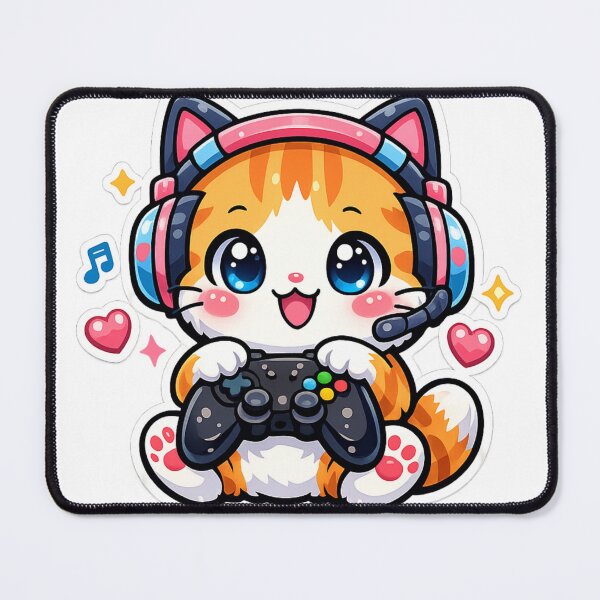 Item preview, Cute Gamer Cat Kawaii Sticker – Gaming Kitty With Controller Cartoon Design designed and sold by ArtWaveStudio8.