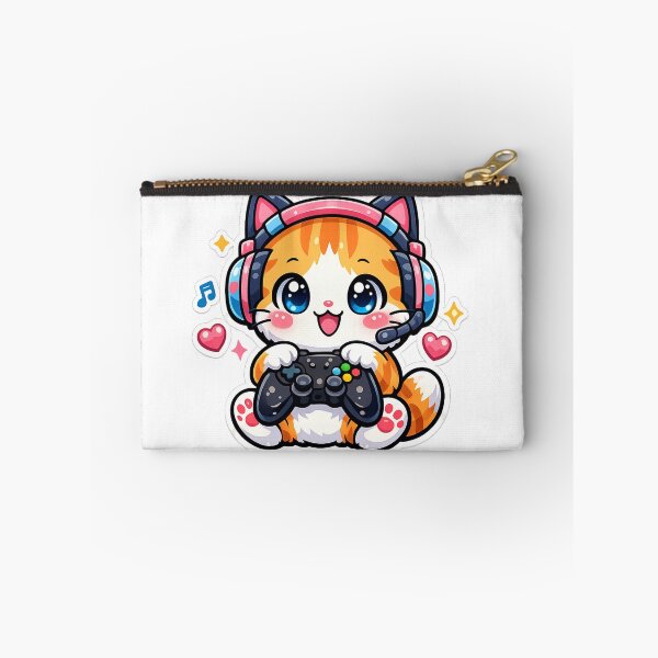 Item preview, Cute Gamer Cat Kawaii Sticker – Gaming Kitty With Controller Cartoon Design designed and sold by ArtWaveStudio8.