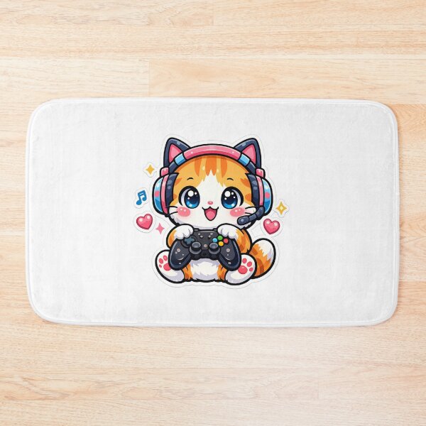 Item preview, Cute Gamer Cat Kawaii Sticker – Gaming Kitty With Controller Cartoon Design designed and sold by ArtWaveStudio8.