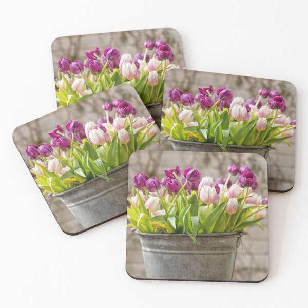 Item preview, Tulips in a zinc bucket in the garden designed and sold by Photopat.