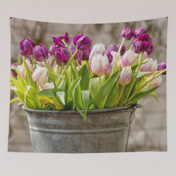 Item preview, Tulips in a zinc bucket in the garden designed and sold by Photopat.