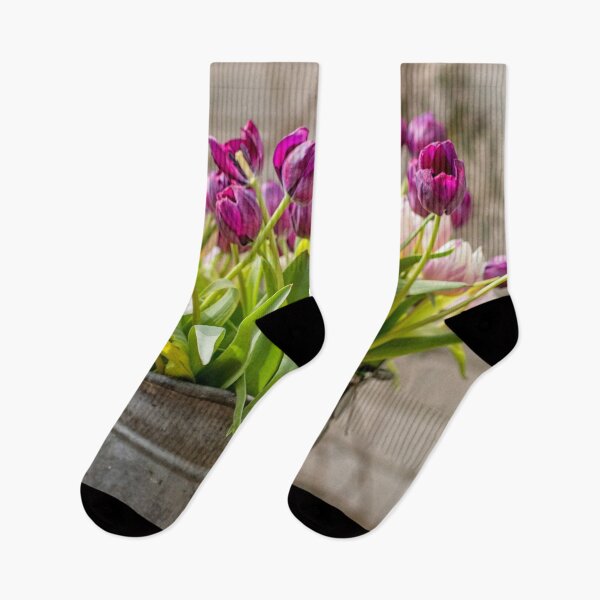 Item preview, Tulips in a zinc bucket in the garden designed and sold by Photopat.