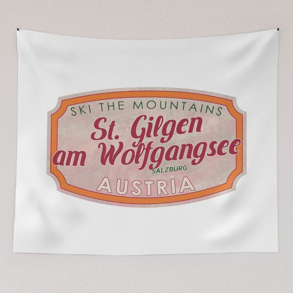 Item preview, St. Gilgen am Wolfgangsee, Austria, Salzburg, Ski, textured skiing badge designed and sold by Wanderful-roads.