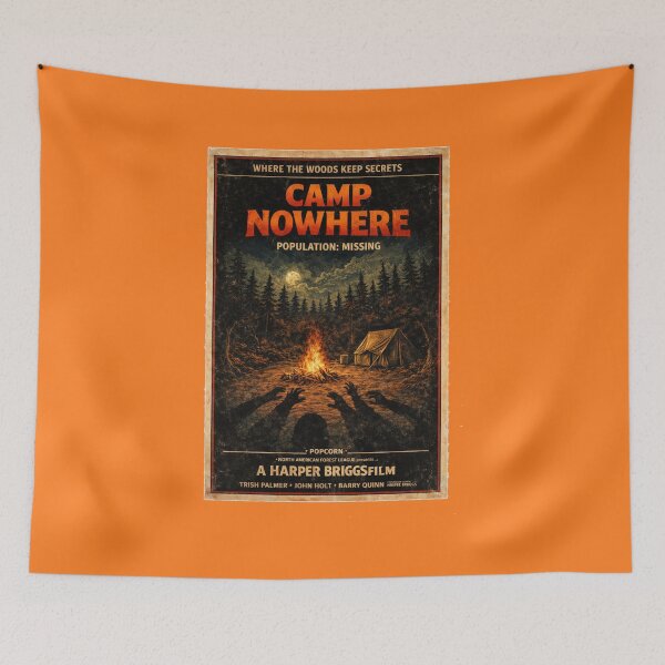 Item preview, Camp Nowhere Horror Camping Shirt, Population Missing Vintage Horror Poster Tee designed and sold by GhostDawgs.