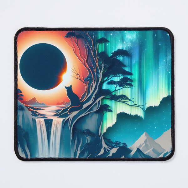 Item preview, Aurora Borealis Eclipse and Fox, Ai Generated Art designed and sold by ACC .