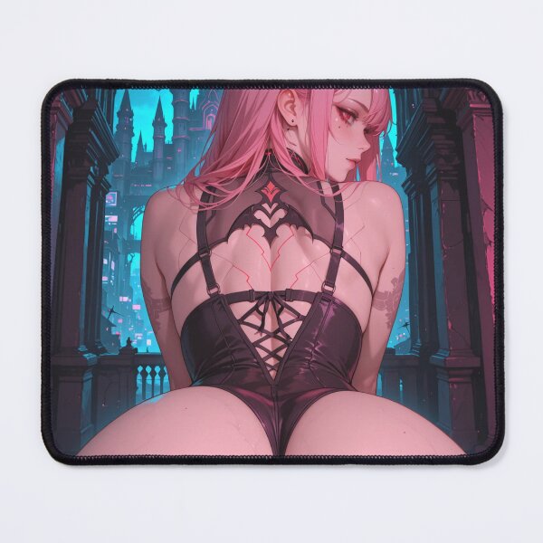 Item preview, Anime waifu vampire cyberpunk with pink hair designed and sold by Planet Utoppia.