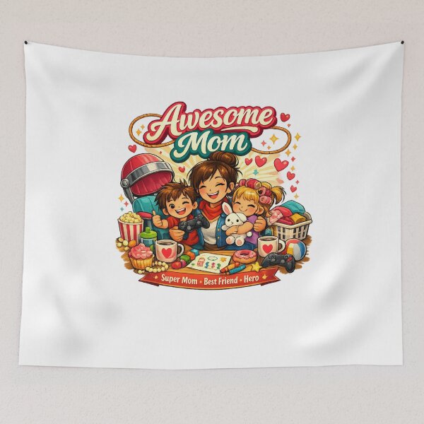 Item preview, Awesome mom  -  Super mom, best friend, hero designed and sold by Teacuppupdesign.