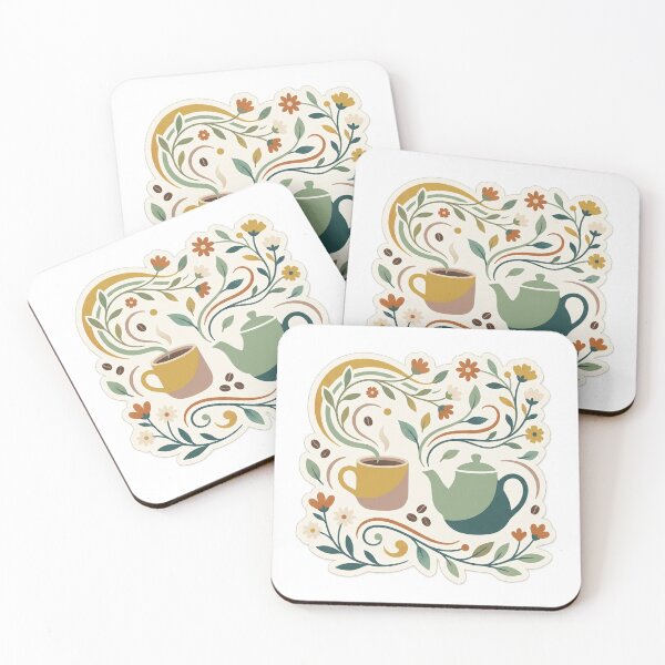 Item preview, Stacked Coffee & Tea Cups with Berry Vines designed and sold by belajarubic.