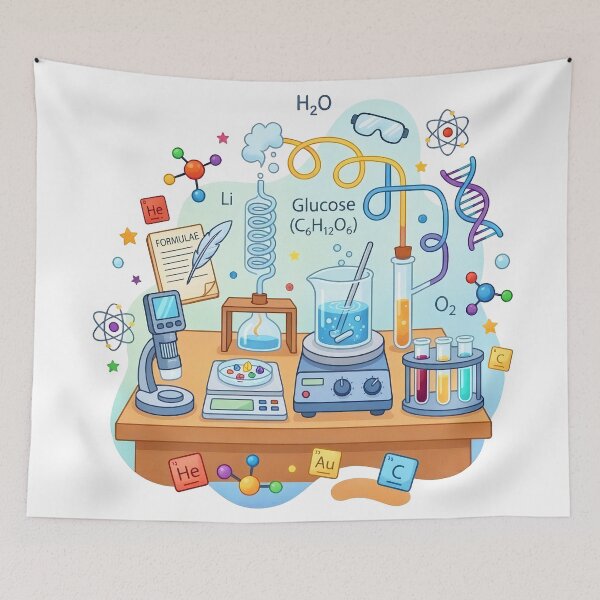 Item preview, Cute Chemistry Lab Cartoon Sticker – Science Experiment Illustration designed and sold by Infinite Art Lab.
