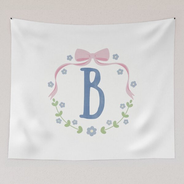 Item preview, B Initial Flowers and Bows Watercolour Wreath designed and sold by winterpumpkin.