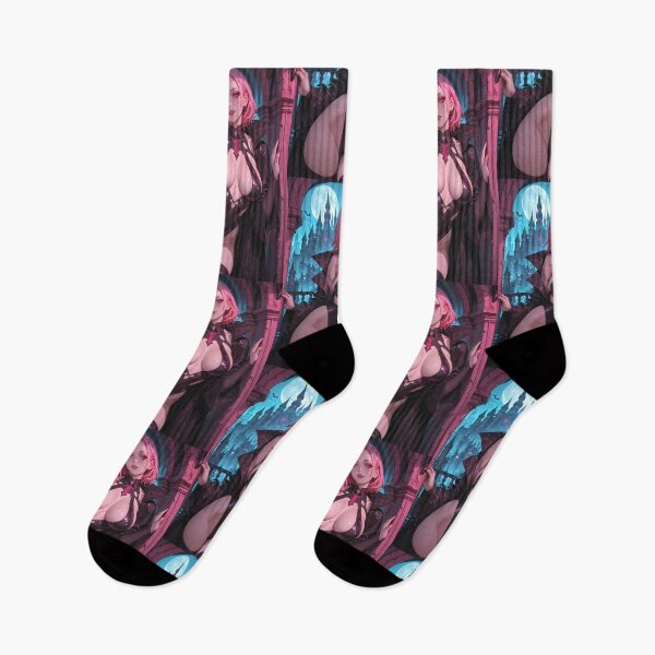 Item preview, Anime waifu vampire cyberpunk with pink hair designed and sold by Planet Utoppia.