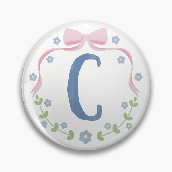 Item preview, C Initial Flowers and Bows Watercolour Wreath designed and sold by winterpumpkin.