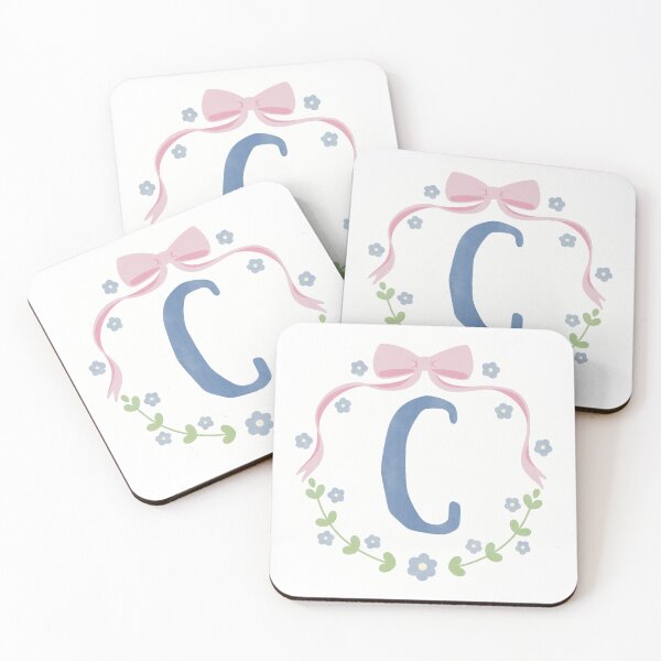 Item preview, C Initial Flowers and Bows Watercolour Wreath designed and sold by winterpumpkin.