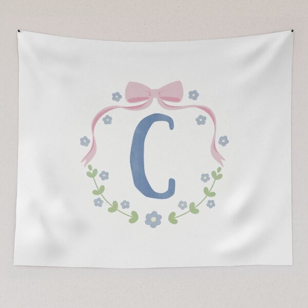 Item preview, C Initial Flowers and Bows Watercolour Wreath designed and sold by winterpumpkin.